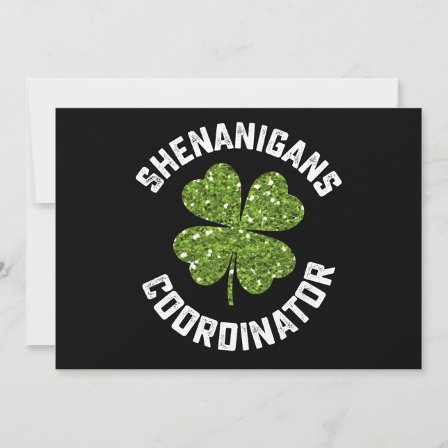 Shenanigans Coordinator Funny St Patrick's Day Invitation (Front)
