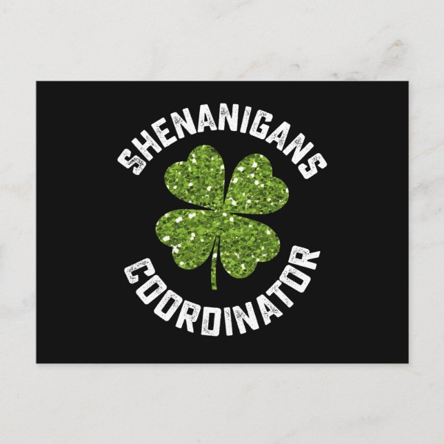 Shenanigans Coordinator Funny St Patrick's Day Postcard (Front)