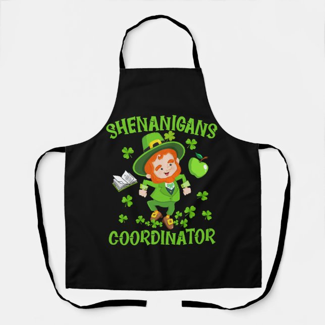 Shenanigans Coordinator Funny Teacher St Patrick's Apron (Front)