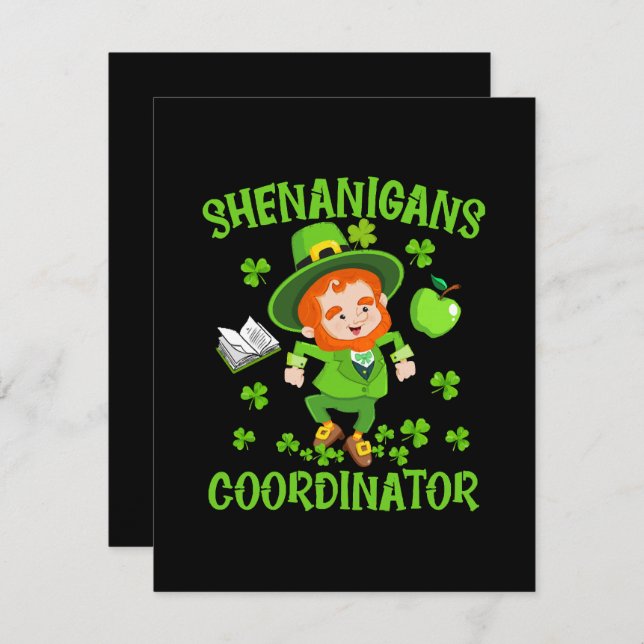 Shenanigans Coordinator Funny Teacher St Patrick's RSVP Card (Front/Back)