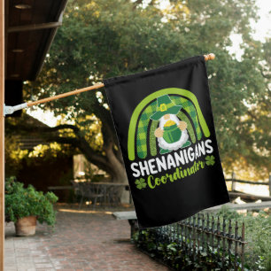 Shenanigans Coordinator Gnomes St Patrick's Day House Flag