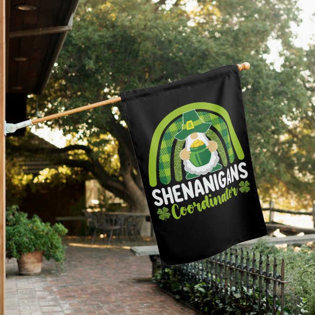 Shenanigans Coordinator Gnomes St Patrick's Day House Flag (In SItu)
