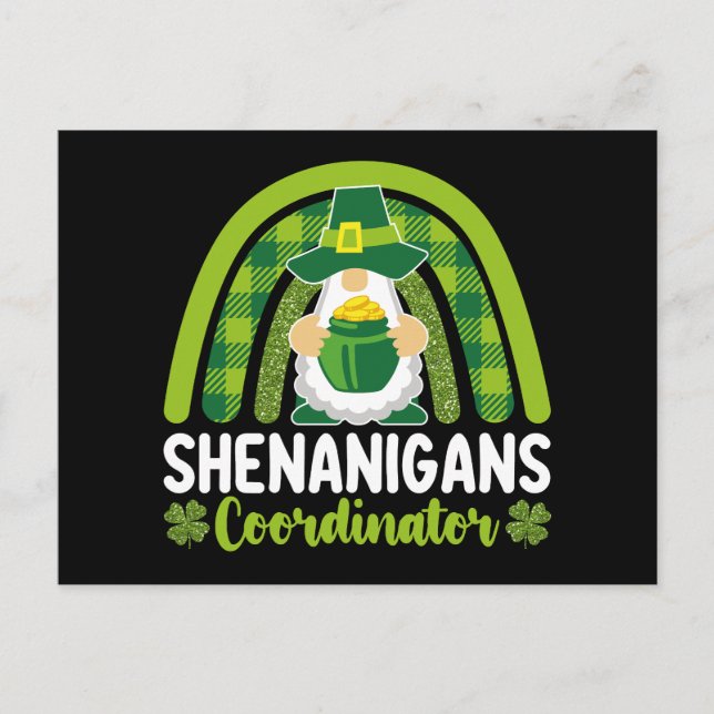 Shenanigans Coordinator Gnomes St Patrick's Day Postcard (Front)