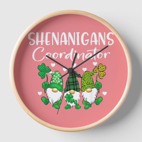 Shenanigans Coordinator St Patricks Day Gnomes Gre Clock