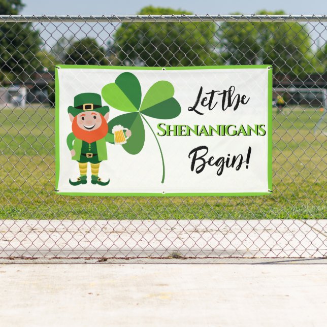 Shenanigans Leprechaun  Shamrock St Patrick’s Day Banner (Insitu)