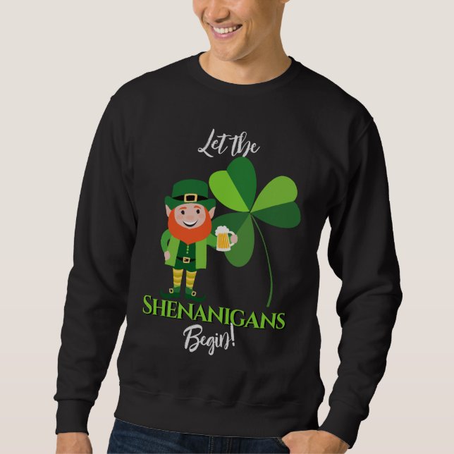 Shenanigans Leprechaun Shamrock St Patrick’s Day Sweatshirt (Front)