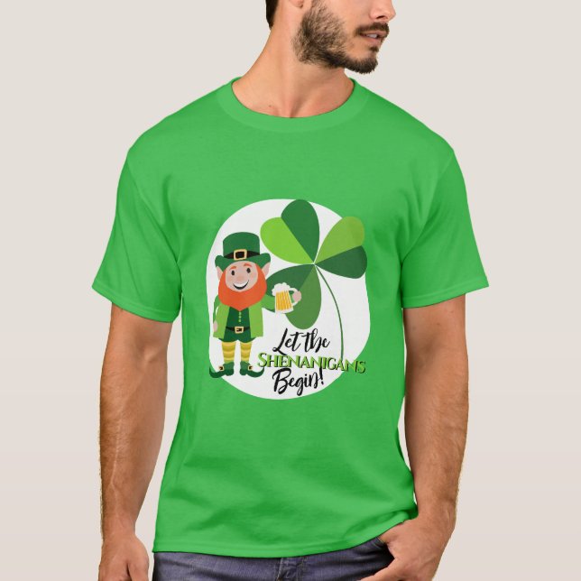 Shenanigans Leprechaun  Shamrock St Patrick’s Day T-Shirt (Front)