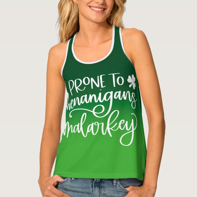 Shenanigans Malarkey Funny St. Patrick’s Day Tank Top (Front)