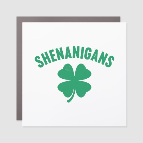 Shenanigans Shamrock St Patricks Day Retro  Car Magnet