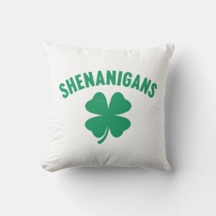 Shenanigans Shamrock St. Patrick's Day Retro Throw Pillow
