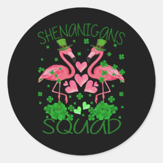 Shenanigans Squad Flamingo St Patrick's Day Classic Round Sticker