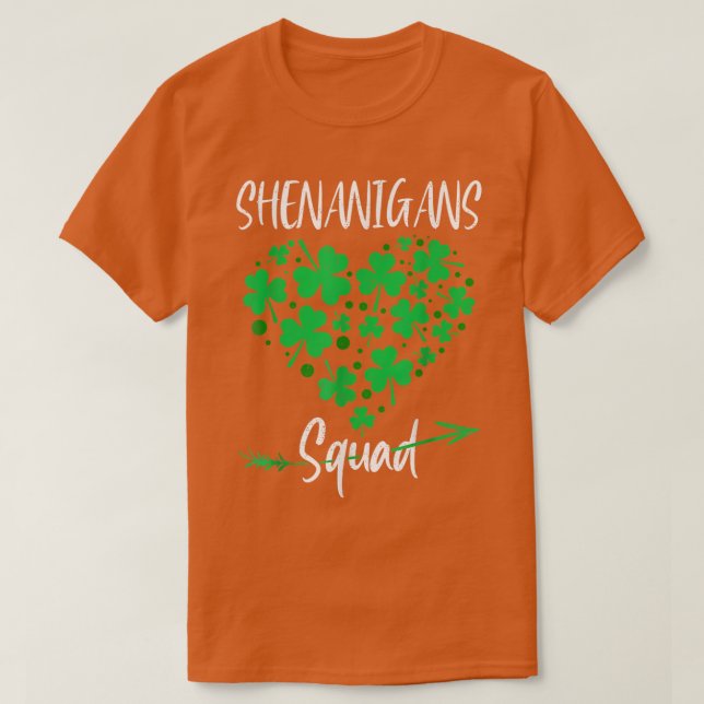 Shenanigans Squad Funny St Patricks Day Shamrock H T-Shirt (Design Front)