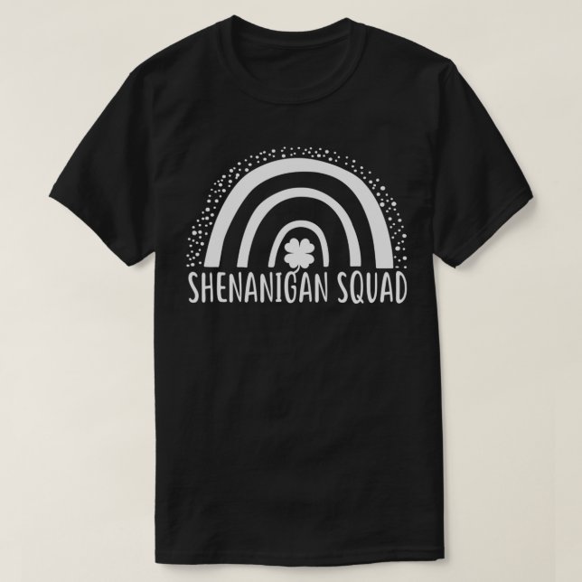 Shenanigans Squad Funny St Patricks Day Shmarock R T-Shirt (Design Front)