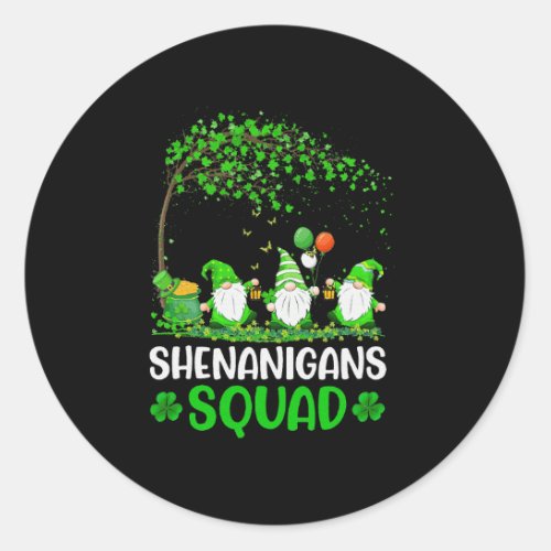 Shenanigans Squad Gnome Shamrock St Patricks Day  Classic Round Sticker