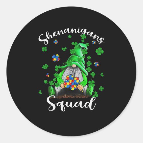 Shenanigans Squad Gnomes Autism St Patricks Day  Classic Round Sticker