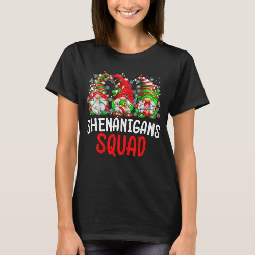 Shenanigans Squad Gnomes Lights Christmas Pajamas  T_Shirt