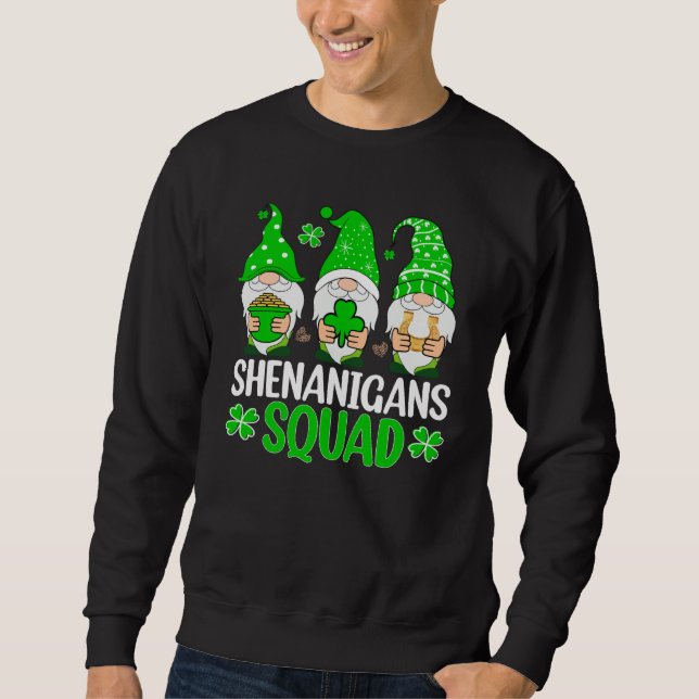Shenanigans Squad Gnomes Shamrock Happy St Patrick Sweatshirt (Front)