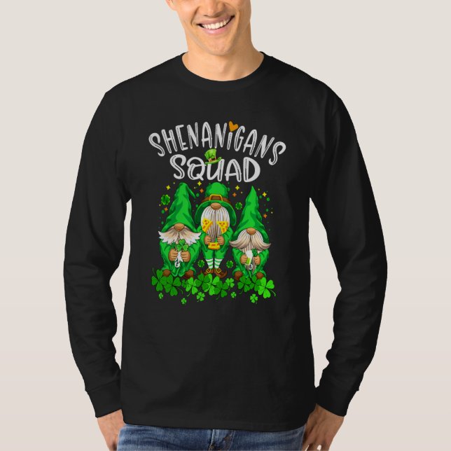 Shenanigans Squad Gnomes Shamrock Happy St Patrick T-Shirt (Front)