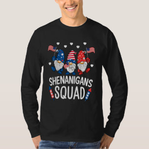 Shenanigans Squad Happy 4th Of July  Gnome Patriot T-Shirt
