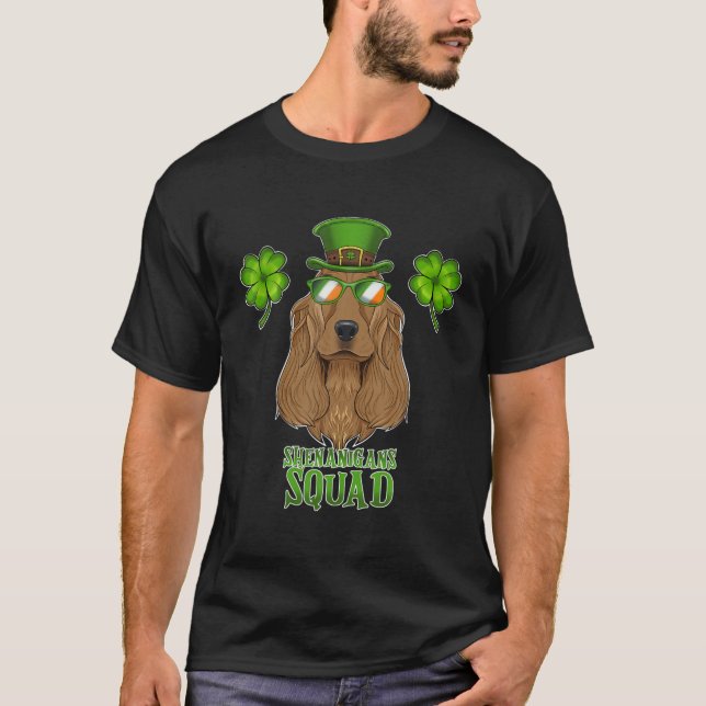 Shenanigans Squad I St Patricks Day Cocker Spaniel T-Shirt (Front)