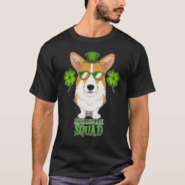 Shenanigans Squad I St Patricks Day Welsh Corgi T-Shirt (Front)