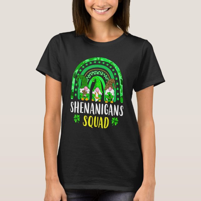 Shenanigans Squad Irish Gnomes Rainbow St Patrick' T-Shirt (Front)