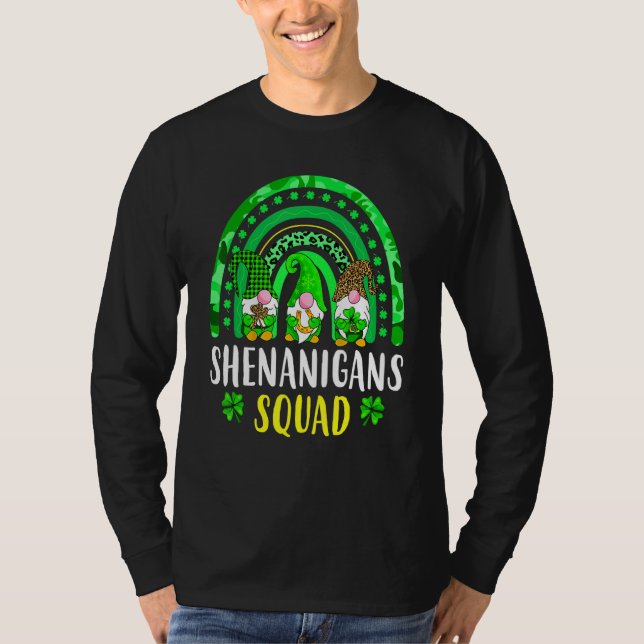 Shenanigans Squad Irish Gnomes Rainbow St Patrick' T-Shirt (Front)