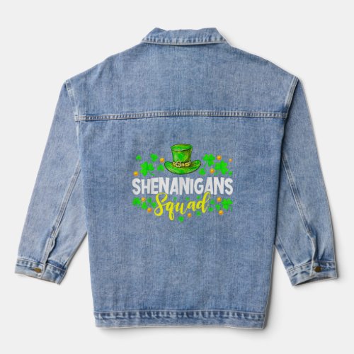 Shenanigans Squad Irish Shamrock St Patricks Day  Denim Jacket