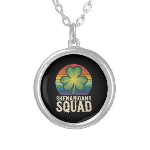 Shenanigans Squad Matching St Patricks Day Group Silver Plated Necklace