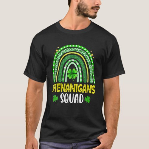 Shenanigans Squad Rainbow Leopard St Patricks Day T_Shirt