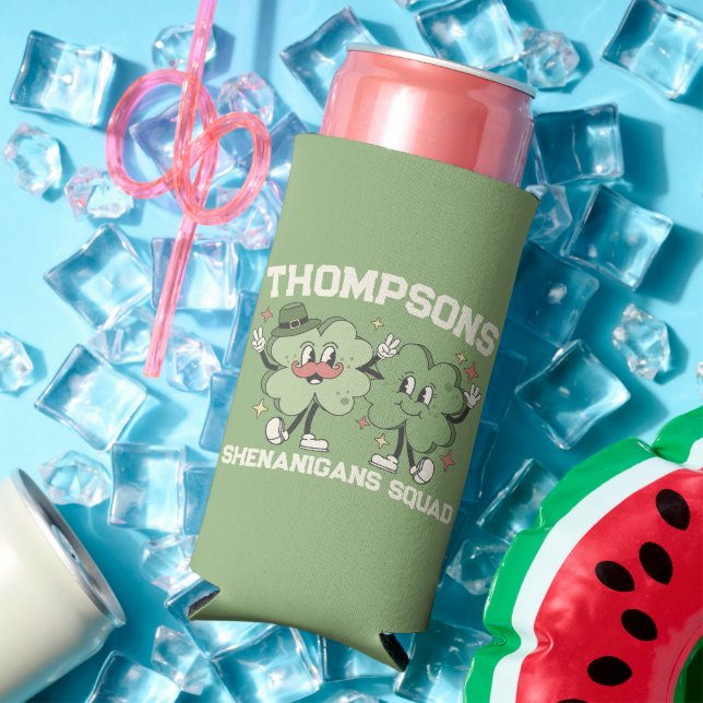 Shenanigans Squad Retro Custom St. Patrick's Day Seltzer Can Cooler (In Situ Summer)
