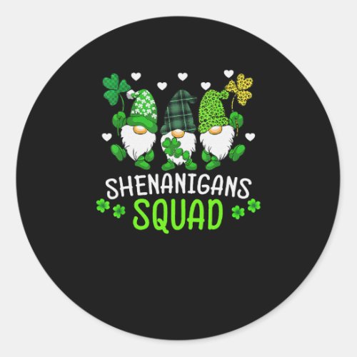 Shenanigans Squad Saint Patricks Day Gnomes  Classic Round Sticker