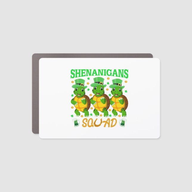 Shenanigans Squad St. Patrick�s Day Cute Turtle Car Magnet (Front)