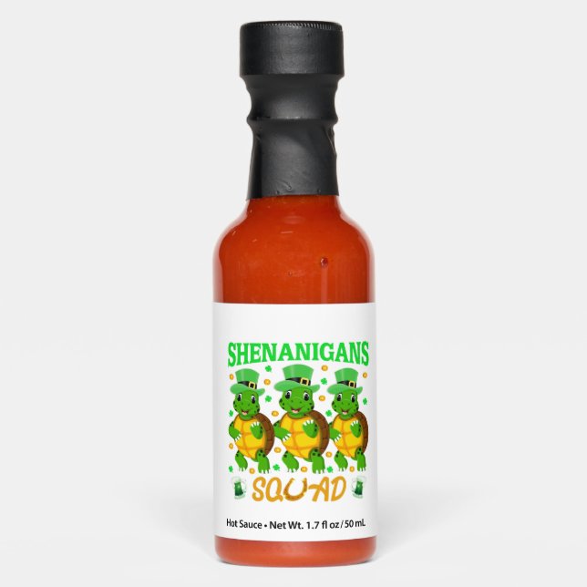 Shenanigans Squad St. Patrick�s Day Cute Turtle Hot Sauces (Front)