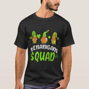 Shenanigans Squad St Patrick's Day Funny Gnomes Gr T-Shirt