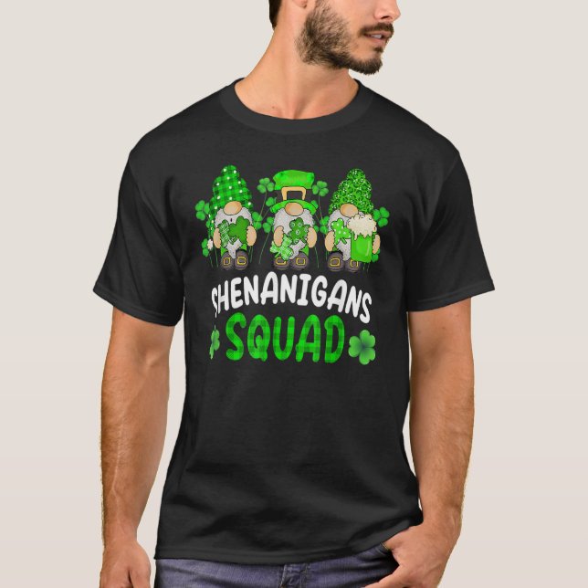 Shenanigans Squad St Patricks Day Gnomes Green Pro T-Shirt (Front)