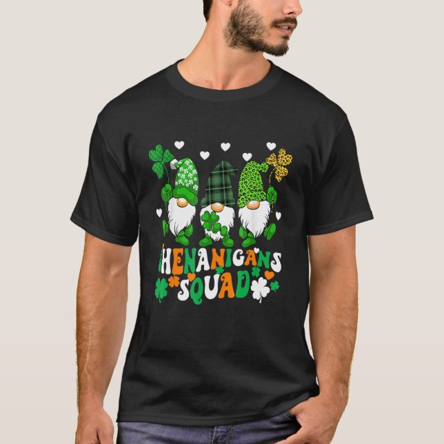 Shenanigans Squad St Patricks Day Gnomes Green Pro T-Shirt (Front)