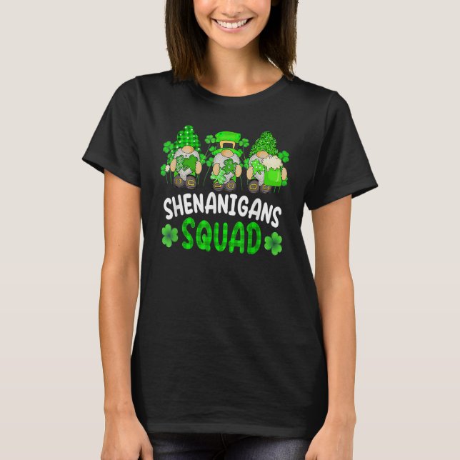 Shenanigans Squad St Patricks Day Gnomes Green Pro T-Shirt (Front)