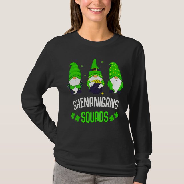 Shenanigans Squad St Patricks Day Gnomes Green Pro T-Shirt (Front)