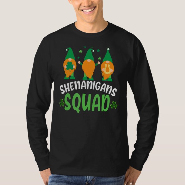 Shenanigans Squad St Patricks Day Gnomes Green Pro T-Shirt (Front)