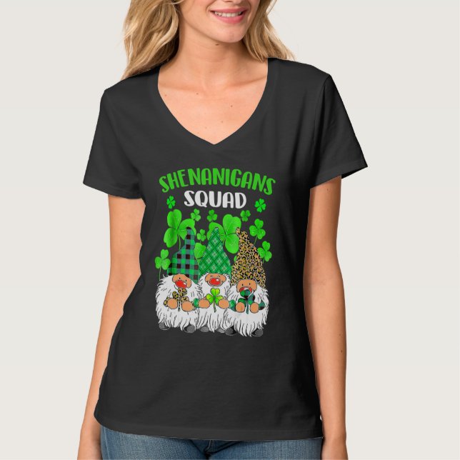 Shenanigans Squad St Patricks Day Gnomes Green Pro T-Shirt (Front)