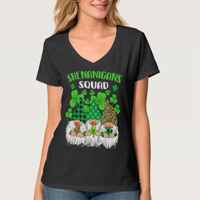 Shenanigans Squad St Patricks Day Gnomes Green Pro T-Shirt (Front)