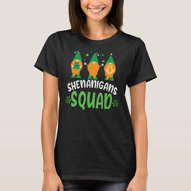 Shenanigans Squad St Patricks Day Gnomes Green Pro T-Shirt (Front)
