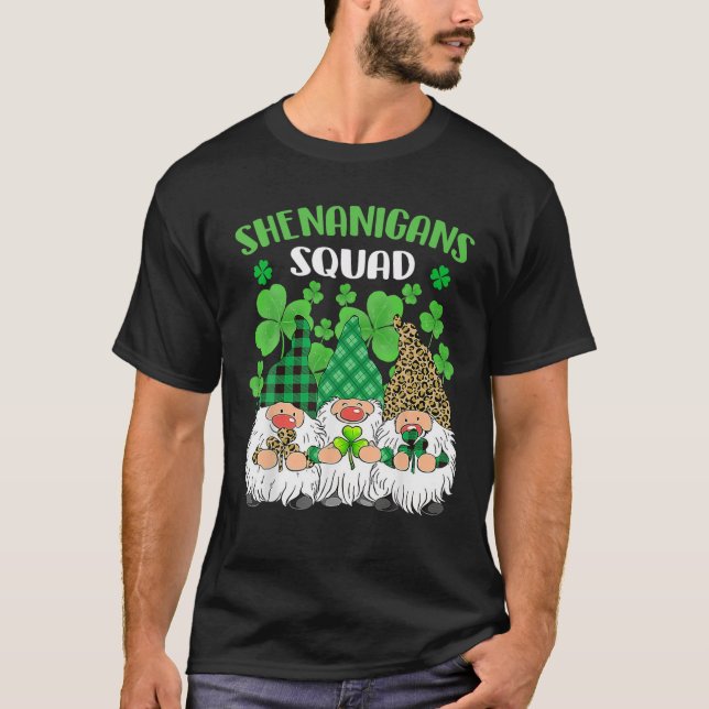Shenanigans Squad St Patricks Day Gnomes Green Pro T-Shirt (Front)