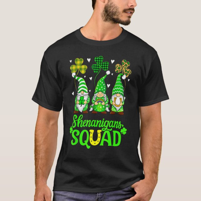 Shenanigans Squad St Patricks Day Gnomes Green Pro T-Shirt (Front)