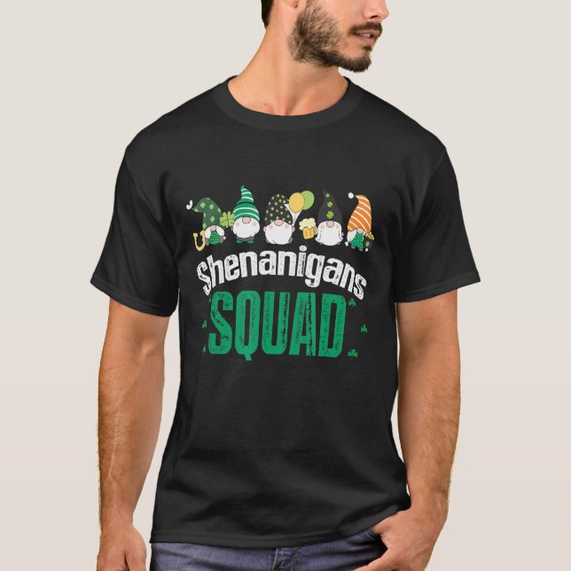 Shenanigans Squad St Patricks Day Gnomes Green Pro T-Shirt (Front)