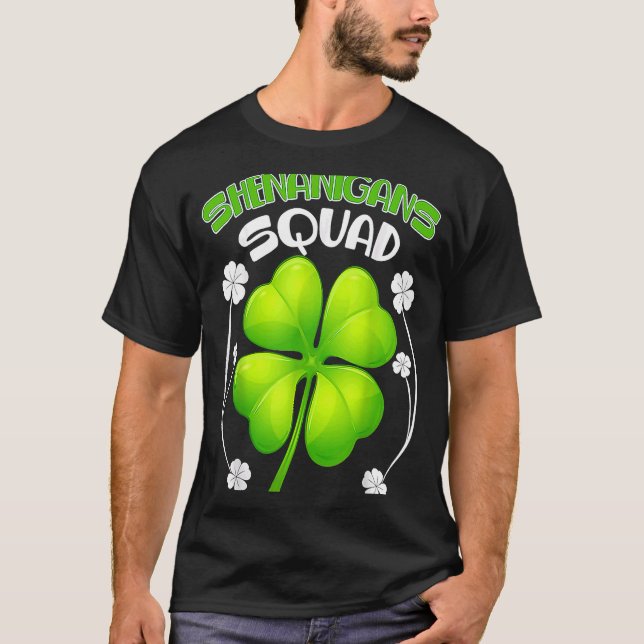 Shenanigans Squad  St Patricks Day Group Drinking T-Shirt (Front)