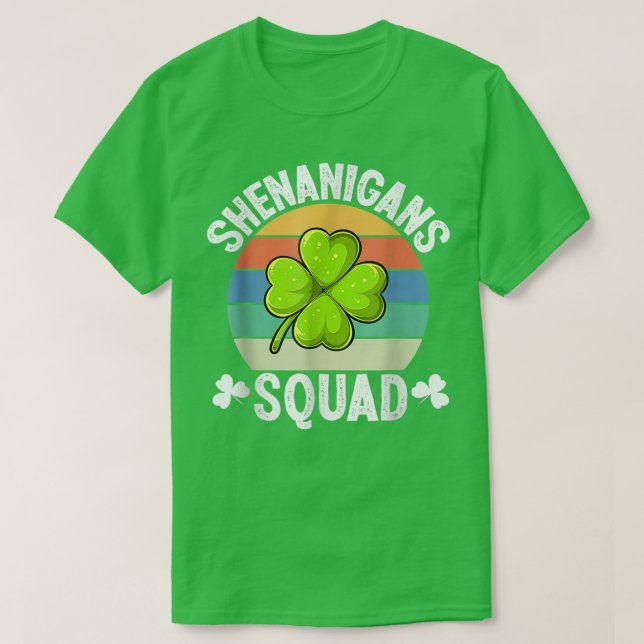 Shenanigans Squad St Patrick's Day Group Shamrock  T-Shirt (Design Front)