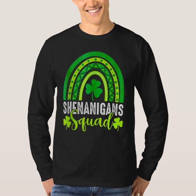 Shenanigans Squad St Patrick's Day Rainbow Shamroc T-Shirt (Front)