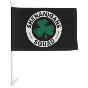 Shenanigans Squad St Patrick's Day Shamrock Car Flag